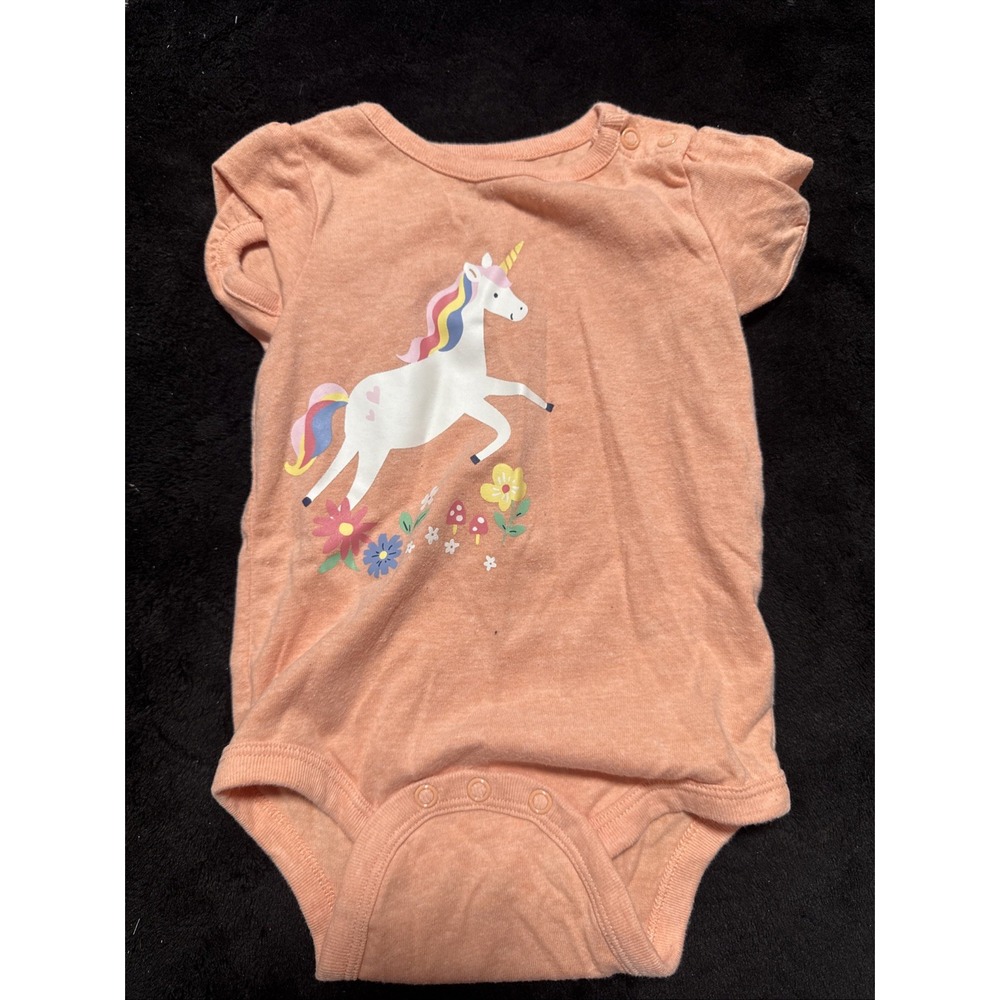 Garanimals Baby Size 12M Unicorn Flowers Pink One Piece